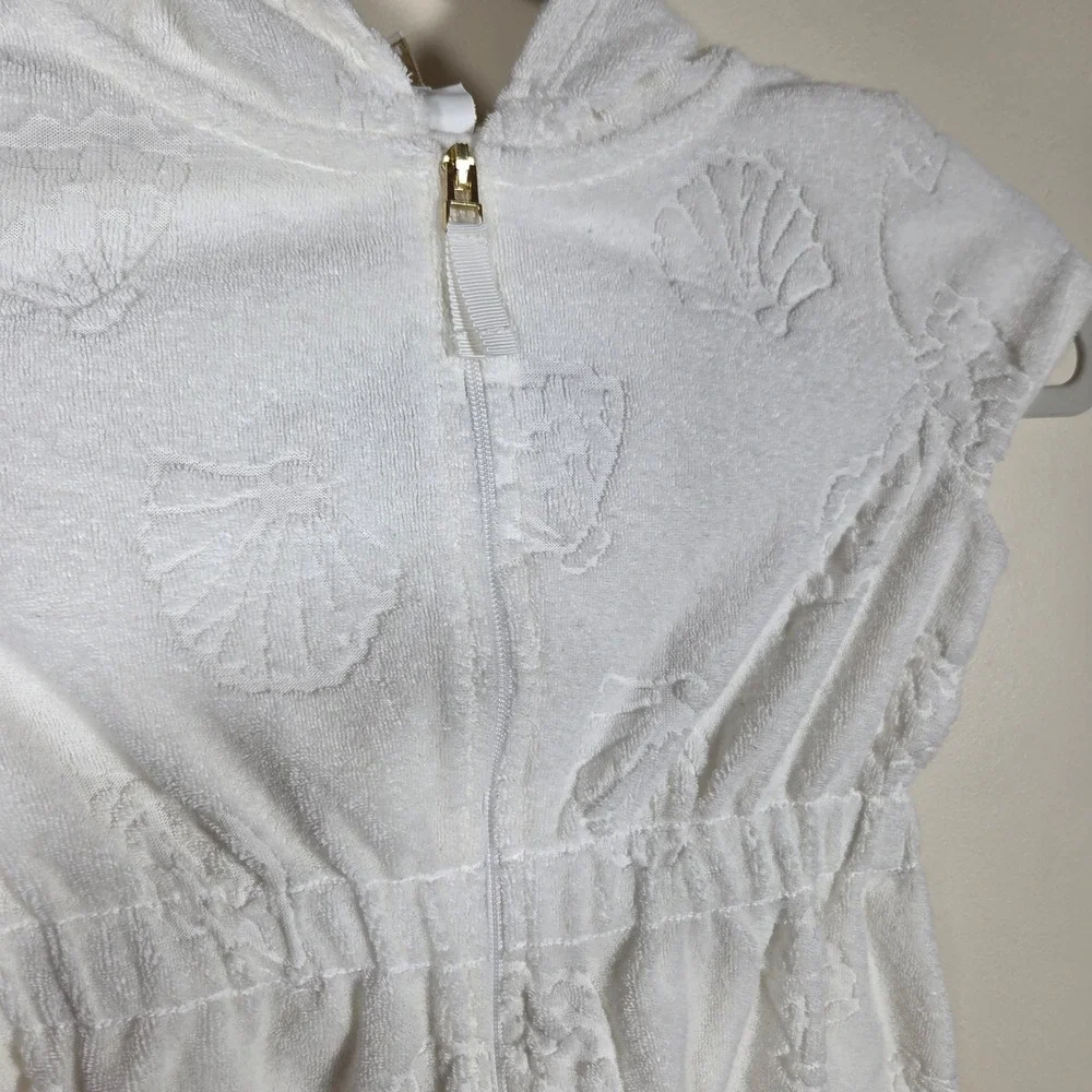Lilly Pulitzer Coverup Kids XS 2-3 White Terry Cloth Shell Beach Coastal Pool